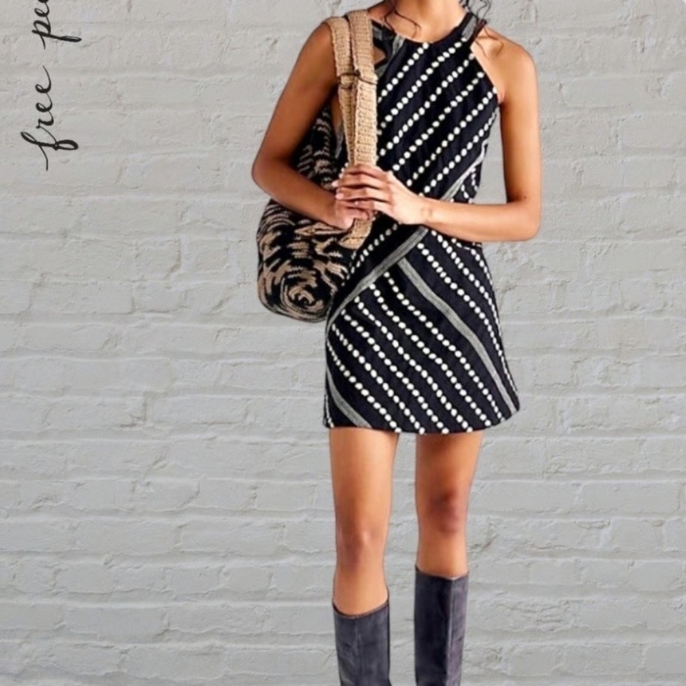 NWT Free People Juni Embroidered Backless Wide Strap Minidress, Size Medium